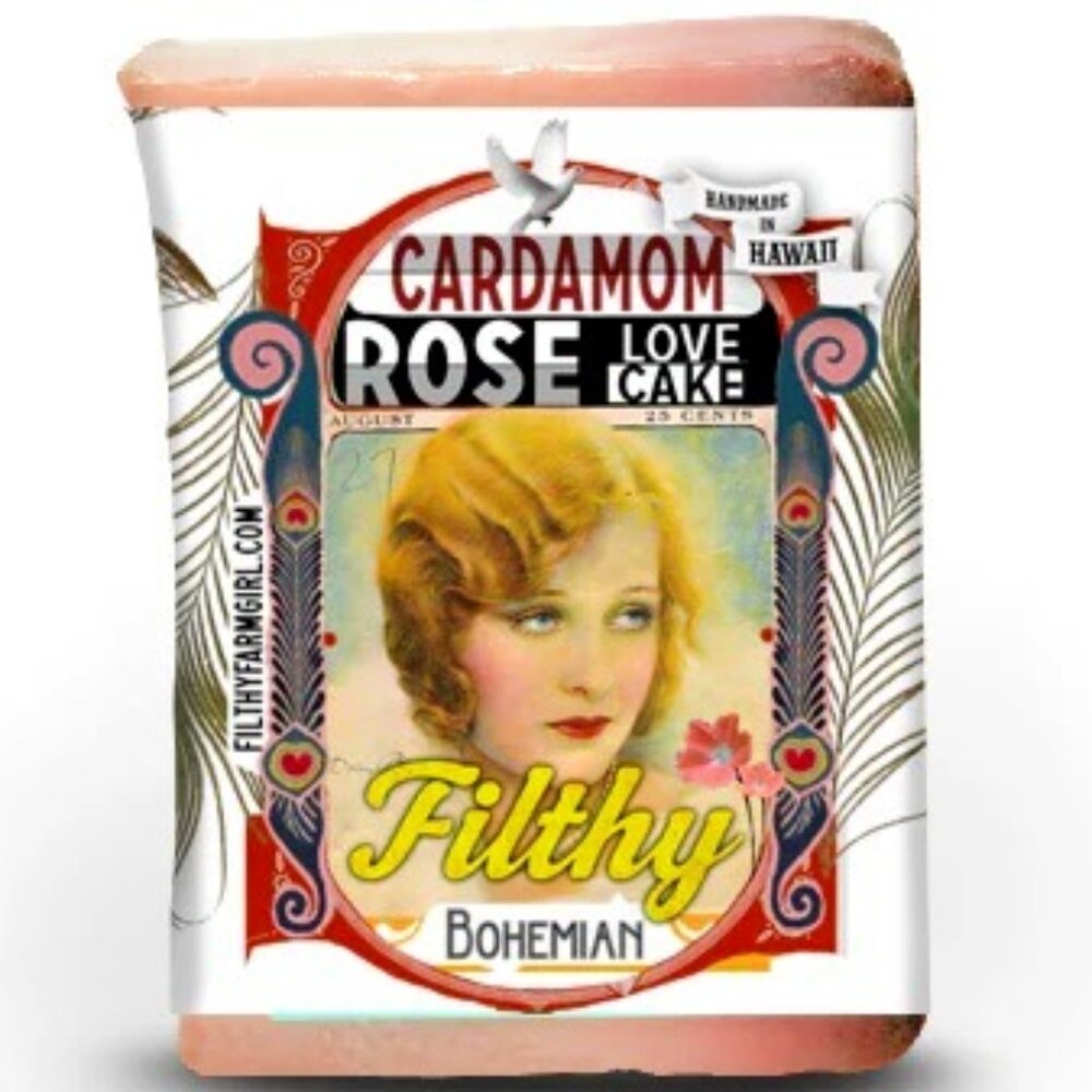 100% Natural Organic Soap. Bohemian Cardamom Rose. Handmade in Hawaii. 2oz.